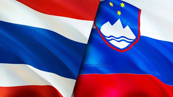 Bandiere Thailandia Slovenia Progettazione Bandiera Sventolante Thailandia Slovenia Bandiera Immagini — Foto Stock