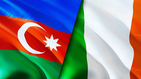 Banderas Azerbaiyán Irlanda Diseño Banderas Waving Azerbaiyán Irlanda Bandera Foto — Foto de Stock