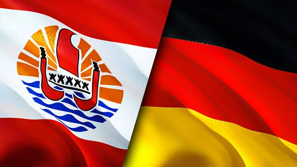 French Polynesia and Germany flags. 3D Waving flag design. French Polynesia Germany flag, picture, wallpaper. French Polynesia vs Germany image,3D rendering. French Polynesia Germany relation