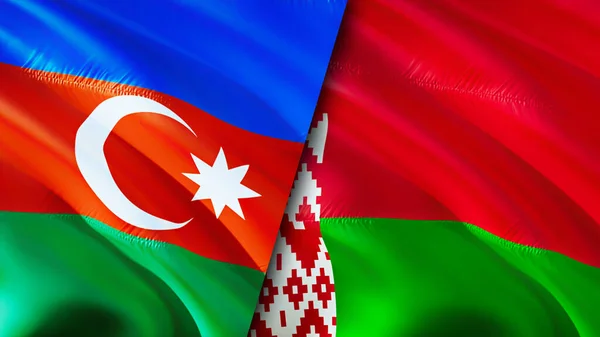 Azerbaijan and Belarus flags. 3D Waving flag design. Azerbaijan Belarus flag, picture, wallpaper. Azerbaijan vs Belarus image,3D rendering. Azerbaijan Belarus relations alliance an