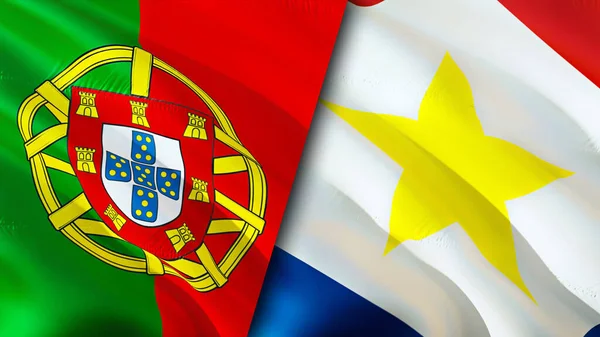 Bandiere Del Portogallo Dell Isola Saba Progettazione Bandiera Sventolante Portogallo — Foto Stock