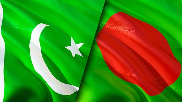 Pakistan Bangladesh Vlaggen Waving Vlag Ontwerp Pakistan Bangladesh Vlag Foto — Stockfoto