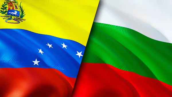 Venezuela and Bulgaria flags. 3D Waving flag design. Venezuela Bulgaria flag, picture, wallpaper. Venezuela vs Bulgaria image,3D rendering. Venezuela Bulgaria relations alliance an