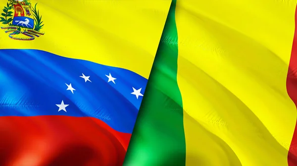 Venezuela Och Mali Flaggor Viftande Flagga Design Venezuela Mali Flagga — Stockfoto