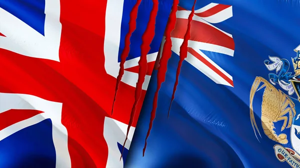 Birleşik Krallık Tristan Cunha Yara Izi Konseptiyle Bayraklar Dalgalanan Bayrak — Stok fotoğraf