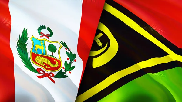 Bandiere Perù Vanuatu Progettazione Bandiera Sventolante Perù Vanuatu Bandiera Immagine — Foto Stock