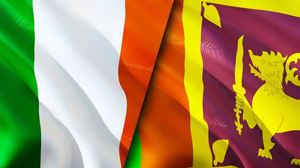 Vlaggen Van Ierland Sri Lanka Waving Vlag Ontwerp Ierland Sri — Stockfoto