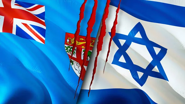 Fidzsi Izrael Megjelöli Sebhely Koncepciót Lengő Zászló Renderelés Fidzsi Izrael — Stock Fotó