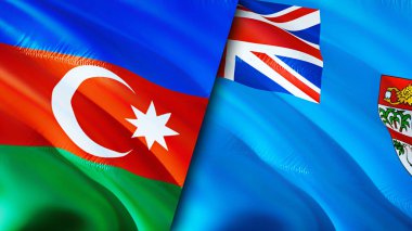 Azerbaycan ve Fiji bayrakları. 3 boyutlu dalgalanan bayrak tasarımı. Azerbaycan Fiji bayrağı, resim, duvar kağıdı. Azerbaycan Fiji 'ye karşı, görüntü 3 boyutlu. Azerbaycan Fiji ilişkileri ittifak ve ticaret, seyahat, turizm konsepti