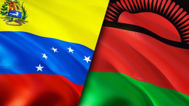 Venezuela ve Malavi bayrakları. 3 boyutlu dalgalanan bayrak tasarımı. Venezuela Malawi bayrağı, resim, duvar kağıdı. Venezuela, Malawi 'ye karşı, görüntü 3 boyutlu. Venezuela Malavi ilişkileri ittifak ve ticaret, seyahat, turnuva