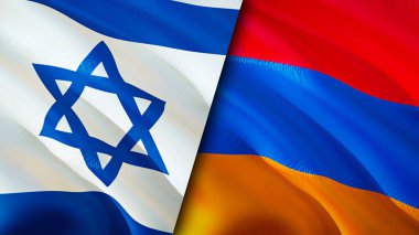 Israel and Armenia flags. 3D Waving flag design. Israel Armenia flag, picture, wallpaper. Israel vs Armenia image,3D rendering. Israel Armenia relations alliance and Trade,travel,tourism concep
