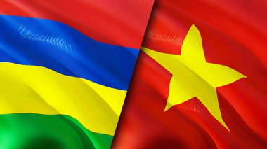 Mauritius and Vietnam flags. 3D Waving flag design. Mauritius Vietnam flag, picture, wallpaper. Mauritius vs Vietnam image,3D rendering. Mauritius Vietnam relations alliance and Trade,travel,touris