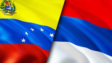 Venezuela ve Sırbistan bayrak sallıyor. 3 boyutlu dalgalanan bayrak tasarımı. Venezuela Sırbistan bayrağı, resim, duvar kağıdı. Venezuela Sırbistan 'a karşı, görüntü 3D. Venezuela Sırbistan ilişkileri ittifak ve ticaret, seyahat, turnuva