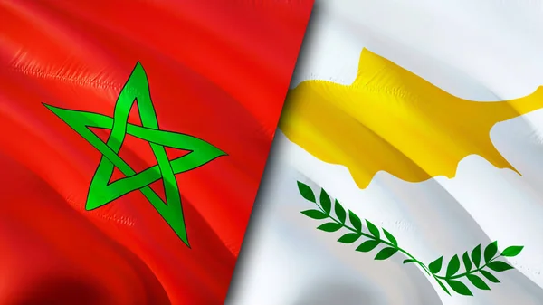 Flaggen Marokkos Und Zyperns Fahnenschwenken Marokko Zypern Flagge Bild Tapete — Stockfoto
