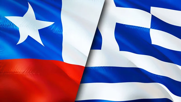 Banderas Chile Grecia Diseño Banderas Waving Chile Grecia Bandera Foto —  Fotos de Stock