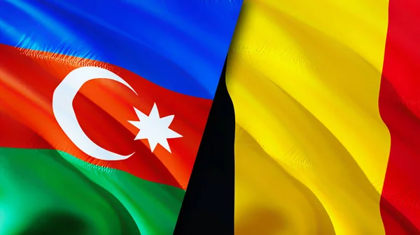 Azerbaijan and Belgium flags. 3D Waving flag design. Azerbaijan Belgium flag, picture, wallpaper. Azerbaijan vs Belgium image,3D rendering. Azerbaijan Belgium relations alliance an