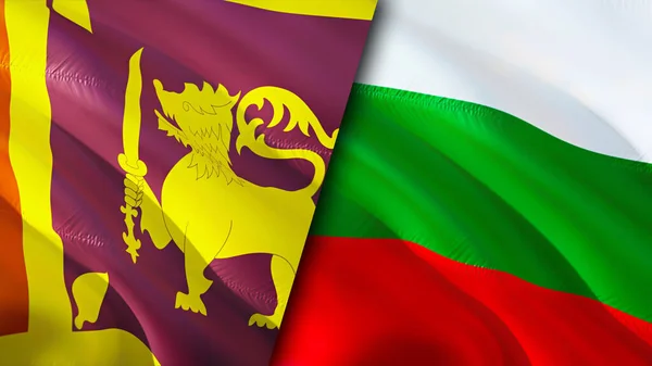 Sri Lanka and Bulgaria flags. 3D Waving flag design. Sri Lanka Bulgaria flag, picture, wallpaper. Sri Lanka vs Bulgaria image,3D rendering. Sri Lanka Bulgaria relations alliance an