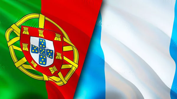 Portugal Guatemala Vlaggen Waving Vlag Ontwerp Portugal Guatemala Vlag Foto — Stockfoto
