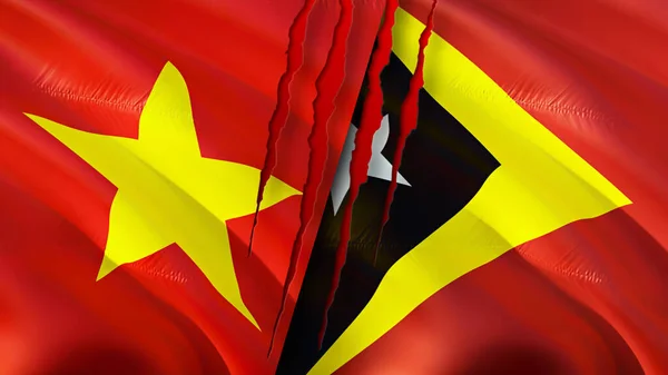 Vietnamská Východní Timorská Vlajka Návrh Vlnění Vlajky Vietnamská Vlajka Východního — Stock fotografie