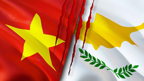 Vietnam and Cyprus flags. 3D Waving flag design. Vietnam Cyprus flag, picture, wallpaper. Vietnam vs Cyprus image,3D rendering. Vietnam Cyprus relations alliance and Trade,travel,tourism concep