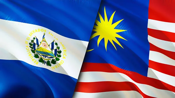 Flaggen Salvadors Und Malaysias Fahnenschwenken Salvador Malaysia Flagge Bild Tapete — Stockfoto