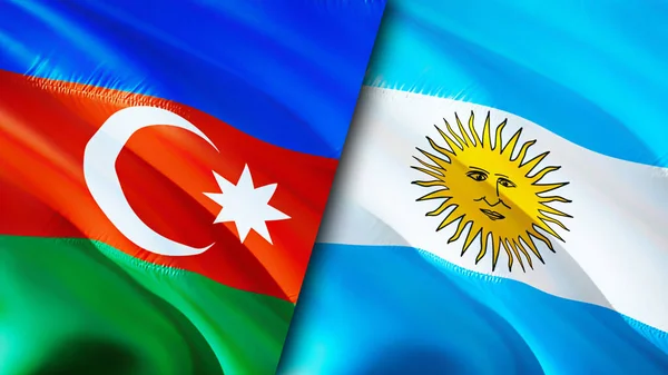 Azerbaijan and Argentina flags. 3D Waving flag design. Azerbaijan Argentina flag, picture, wallpaper. Azerbaijan vs Argentina image,3D rendering. Azerbaijan Argentina relations alliance an