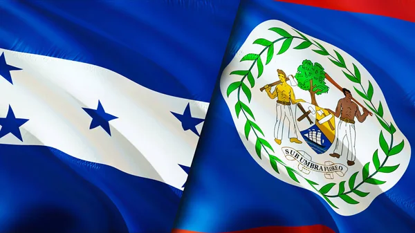 Honduras Und Belize Flaggen Fahnenschwenken Honduras Belize Flagge Bild Tapete — Stockfoto