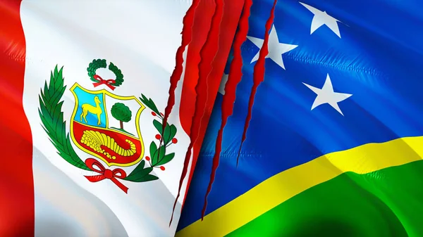 Peru Solomon Islands Flags Scar Concept Waving Flag Rendering Peru — Stock Photo, Image