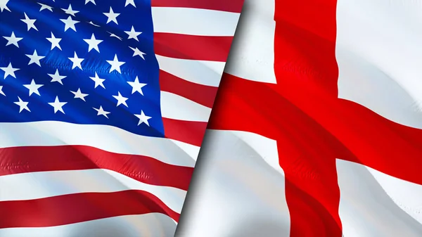 Engeland Vlaggen Waving Vlag Ontwerp Usa Engeland Vlag Foto Behang — Stockfoto