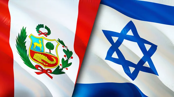 Peru and Israel flags. 3D Waving flag design. Peru Israel flag, picture, wallpaper. Peru vs Israel image,3D rendering. Peru Israel relations alliance and Trade,travel,tourism concep