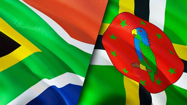 South Africa Dominica Flags Waving Flag Design South Africa Dominica — Foto de Stock
