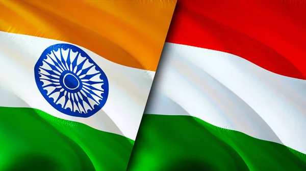 India Hungary Flags Waving Flag Design India Hungary Flag Picture — 图库照片