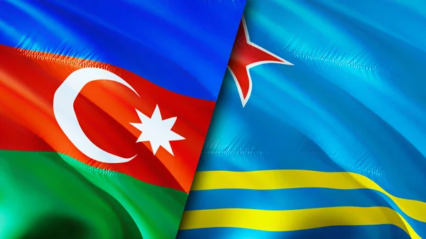 Banderas Azerbaiyán Aruba Diseño Banderas Waving Azerbaiyán Aruba Bandera Foto — Foto de Stock