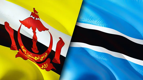 Bandeiras Brunei Botswana Acenando Design Bandeira Brunei Botswana Bandeira Imagem — Fotografia de Stock