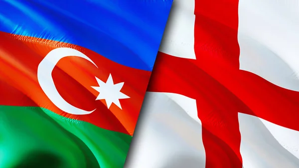 Azerbaijan and England flags. 3D Waving flag design. Azerbaijan England flag, picture, wallpaper. Azerbaijan vs England image,3D rendering. Azerbaijan England relations alliance an