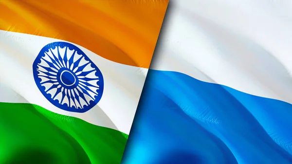 India San Marino Zászlók Integető Zászló Design India San Marino — Stock Fotó