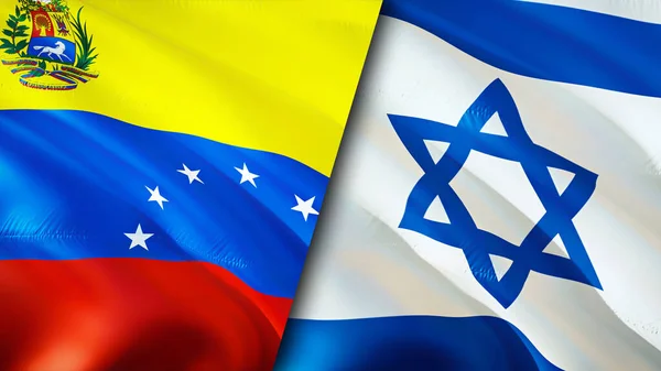 Venezuela and Israel flags. 3D Waving flag design. Venezuela Israel flag, picture, wallpaper. Venezuela vs Israel image,3D rendering. Venezuela Israel relations alliance and Trade,travel,touris