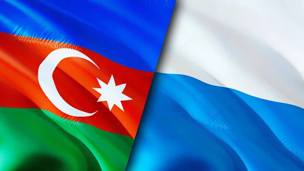 Banderas Azerbaiyán San Marino Diseño Banderas Waving Azerbaiyán San Marino — Foto de Stock