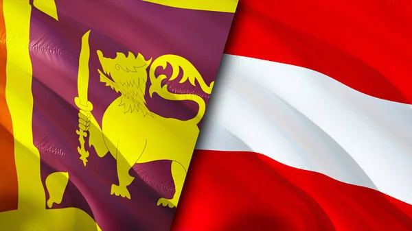Sri Lanka and Austria flags. 3D Waving flag design. Sri Lanka Austria flag, picture, wallpaper. Sri Lanka vs Austria image,3D rendering. Sri Lanka Austria relations alliance and Trade,travel,touris