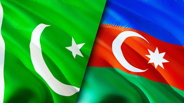 Pakistan and Azerbaijan flags. 3D Waving flag design. Pakistan Azerbaijan flag, picture, wallpaper. Pakistan vs Azerbaijan image,3D rendering. Pakistan Azerbaijan relations alliance an