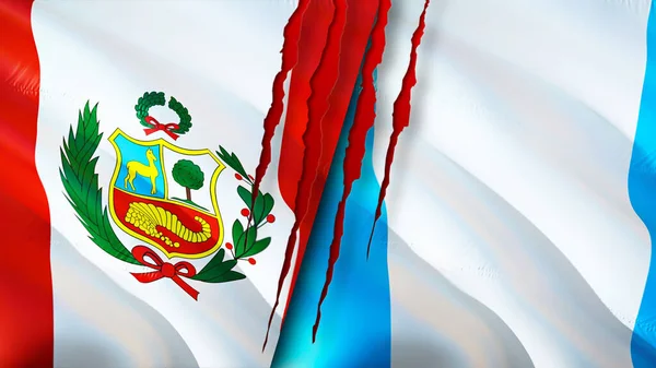 Peru Guatemala Flags Scar Concept Waving Flag Rendering Peru Guatemala — Stock Photo, Image