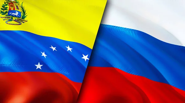 Venezuela and Russia flags. 3D Waving flag design. Venezuela Russia flag, picture, wallpaper. Venezuela vs Russia image,3D rendering. Venezuela Russia relations alliance and Trade,travel,touris