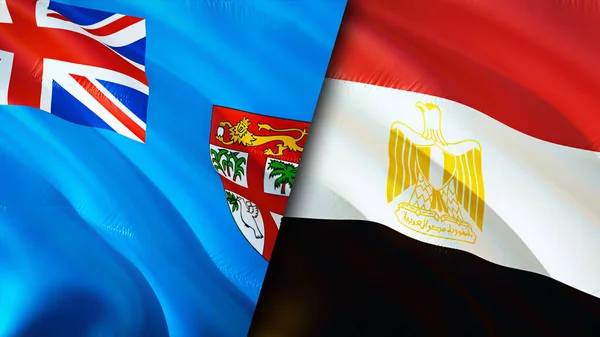 Fiji and Egypt flags. 3D Waving flag design. Fiji Egypt flag, picture, wallpaper. Fiji vs Egypt image,3D rendering. Fiji Egypt relations alliance and Trade,travel,tourism concep