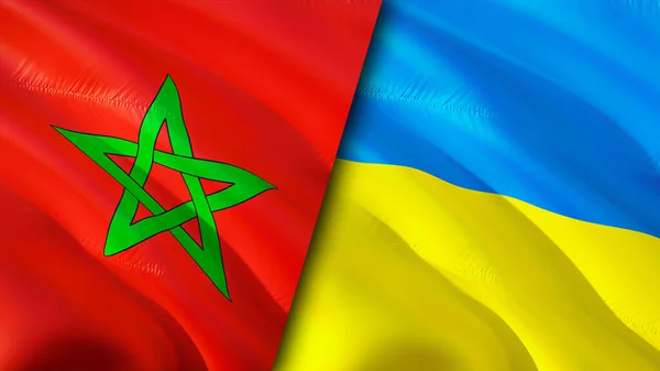Flaggen Marokkos Und Der Ukraine Fahnenschwenken Marokko Ukraine Flagge Bild — Stockfoto
