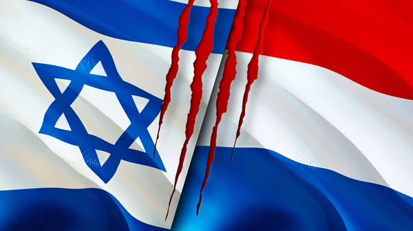 Flagi Izraela Holandii Blizną Machanie Flagą Renderowanie Koncepcja Konfliktu Izraelu — Zdjęcie stockowe