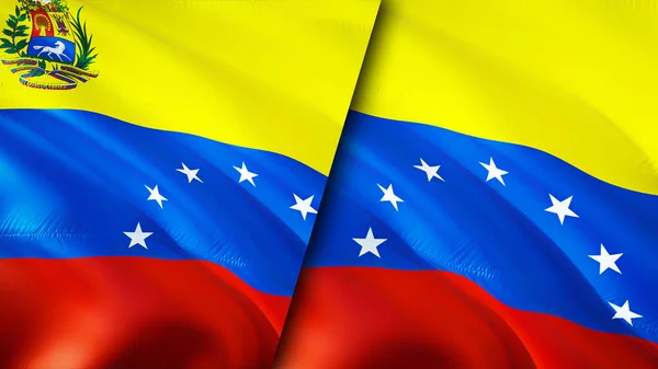 Venezuelas Och Venezuelas Flaggor Viftande Flagga Design Venezuela Venezuela Flagga — Stockfoto