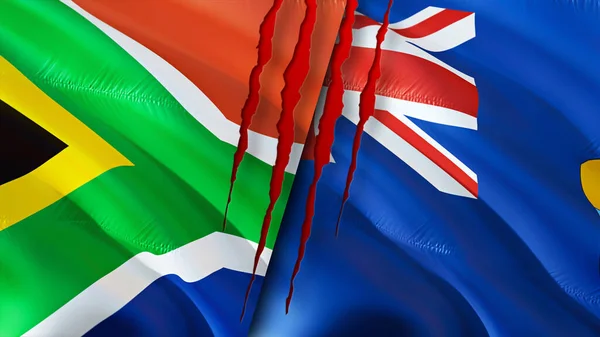 África Sul Santa Helena Bandeiras Com Conceito Cicatriz Bandeira Ondulada — Fotografia de Stock