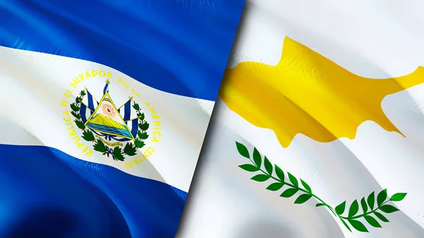 El Salvador and Cyprus flags. 3D Waving flag design. El Salvador Cyprus flag, picture, wallpaper. El Salvador vs Cyprus image,3D rendering. El Salvador Cyprus relations war alliance concept.Trade