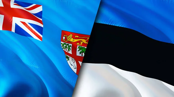 Fiji and Estonia flags. 3D Waving flag design. Fiji Estonia flag, picture, wallpaper. Fiji vs Estonia image,3D rendering. Fiji Estonia relations alliance and Trade,travel,tourism concep