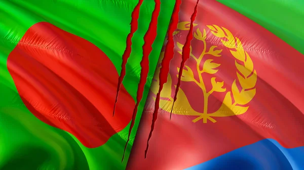 Μπαγκλαντές Και Ερυθραία Σημαίες Ουλή Έννοια Κυματιστή Σημαία Τρισδιάστατη Απόδοση — Φωτογραφία Αρχείου
